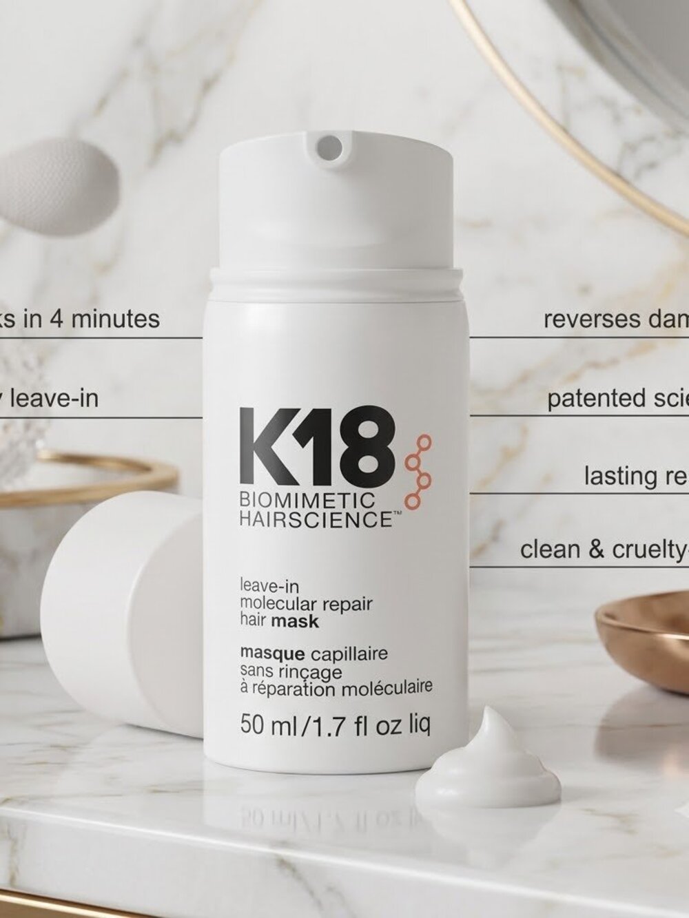 K18 Leave In Molecular Repair Hair Mask Biomimetic Hairscience 50 ml / 1.7 oz - Picture 4 of 4